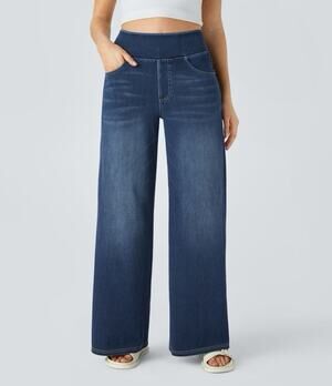 Halara Flex™ High Waisted Pockets Baggy Wide Leg Washed Casual Jeans Womens XL
